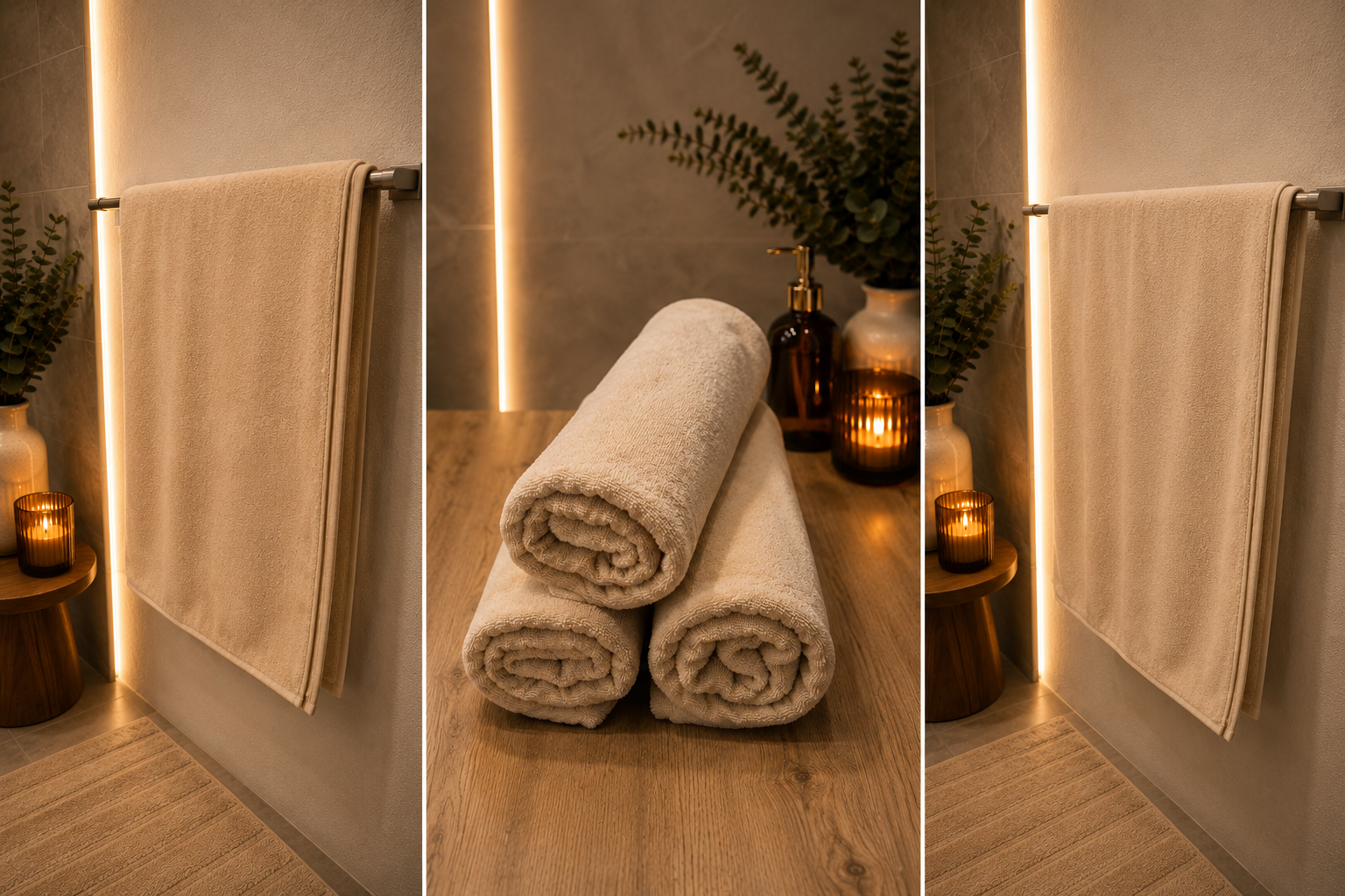 Beige Luxus Badetuch 70x140 cm – 100% Baumwolle | Hotelqualität | 490 GSM