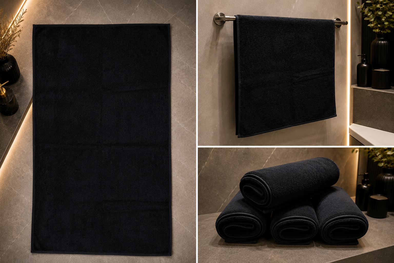 Schwarzes Handtuch 50x90 cm | Hotelqualität | Pamura Home
