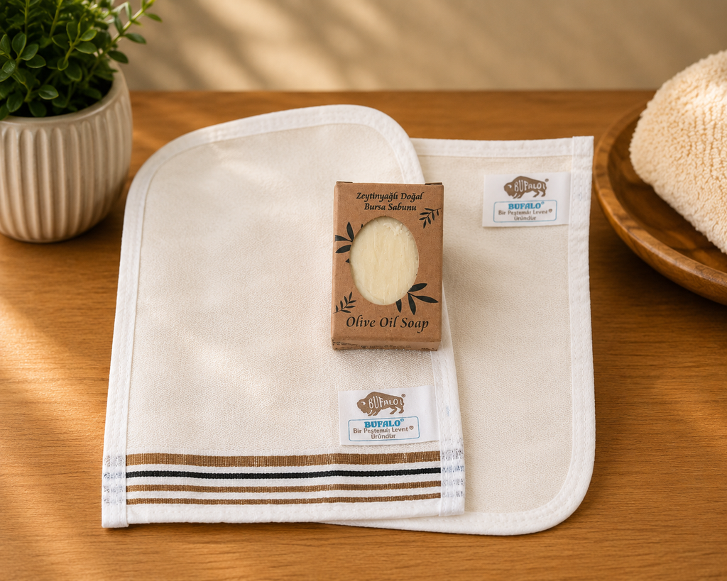 Kese Set – Gesicht & Körper + Olivenöl-Seife | Hamam Spa Set
