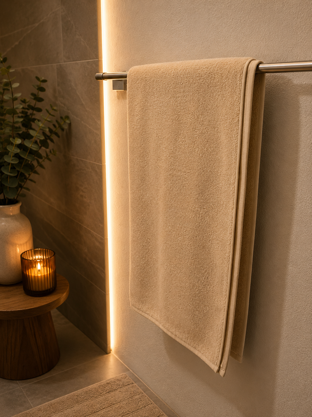 Beige Luxus Badetuch 70x140 cm – 100% Baumwolle | Hotelqualität | 490 GSM