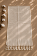 Großes Sauna Badetuch 90x180 cm aus Bio-Baumwolle – Handgewebtes Hamam Tuch Beige | Pamura Home
