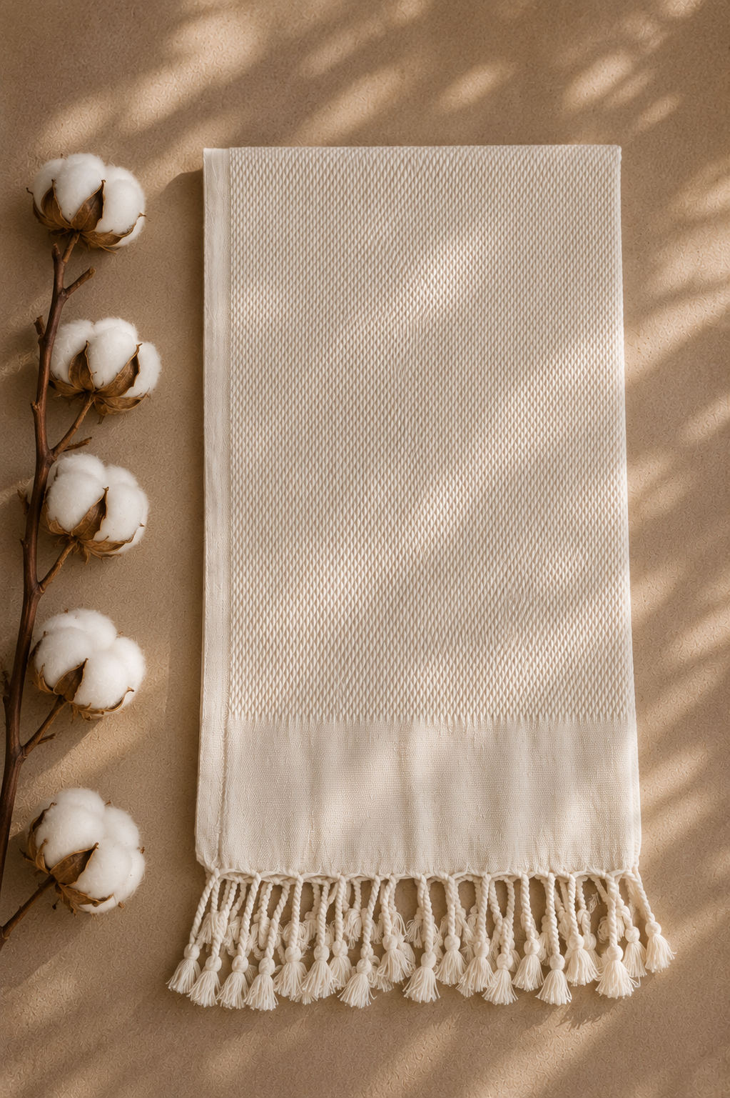 Luxus Sauna Handtuch aus Bio-Baumwolle – Handgewebtes Hamam Tuch 60x110 cm