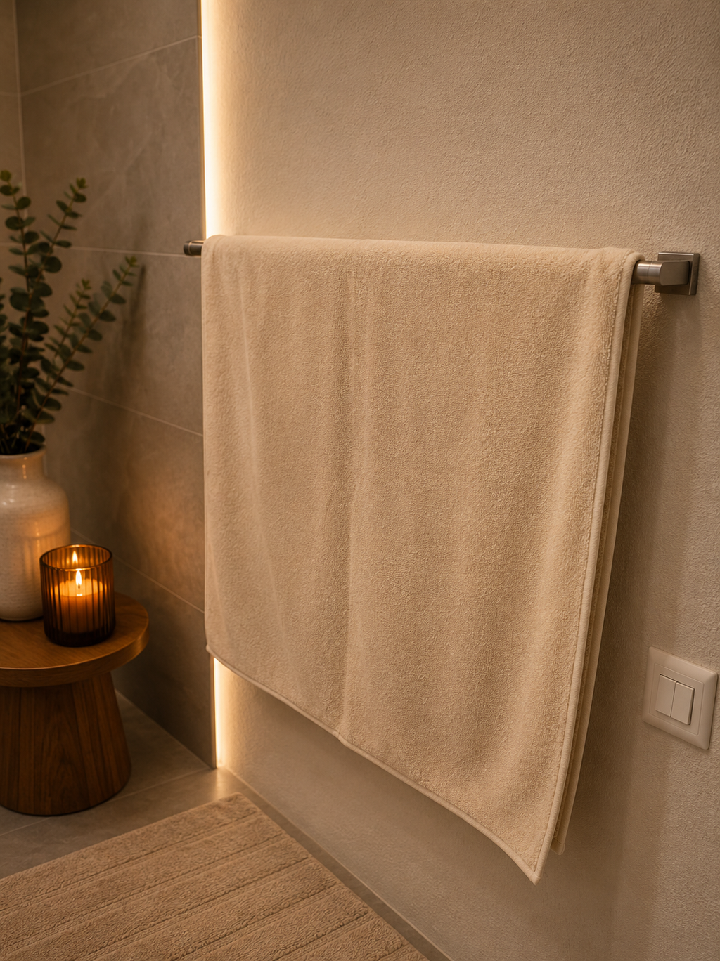 Beige Luxus Badetuch 70x140 cm – 100% Baumwolle | Hotelqualität | 490 GSM