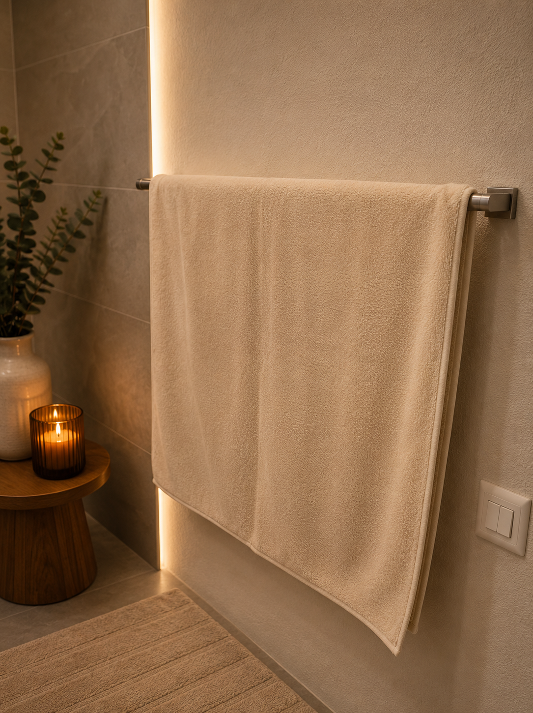 Beige Luxus Badetuch 70x140 cm – 100% Baumwolle | Hotelqualität | 490 GSM